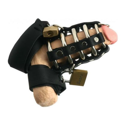 Strict Leather Gates Of Hell Chastity Device - Premium Steel and Leather Male Chastity Cage and Straps for Enhanced Pleasure - Model GHD-3000 - Men's Cock and Ball Restraint - Black