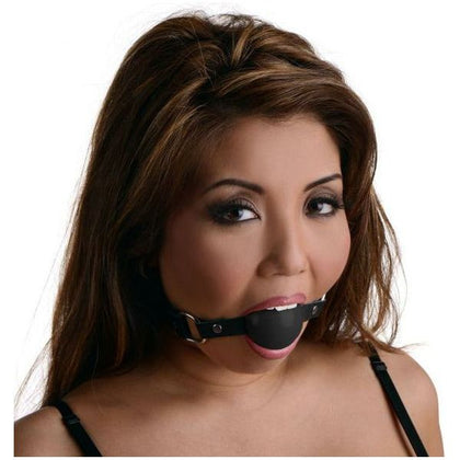 MasterSilk Black Silicone Ball Gag - Model MSBG-01 - Unisex Bondage Toy for Sensual Oral Control and Anal Preparation