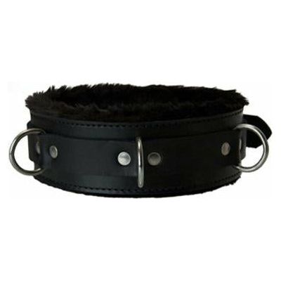Strict Leather Premium Fur Lined Locking Collar S-M: The Ultimate Comfort and Durability for Submissive Play - Model SL-9001 - Unisex - Neck Restraint for Sensual Bondage - Black