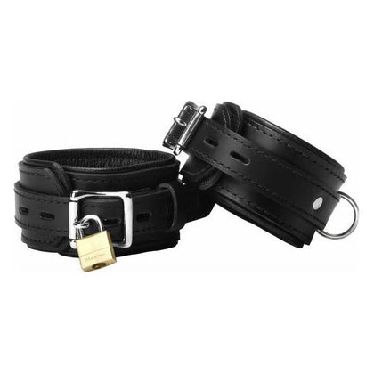 Strict Leather Premium Locking Ankle Cuffs - Model X123: Heavy-Duty Bondage Restraints for Enhanced Pleasure - Unisex - Black