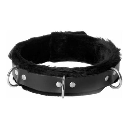Strict Leather Narrow Fur Lined Locking Collar Black - Premium Bondage Accessory for Submissive Play