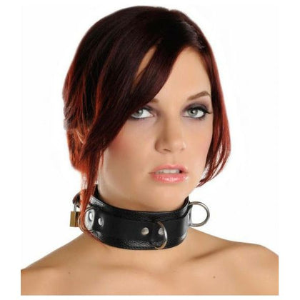 Strict Leather Deluxe Locking Collar - Model SLDC-001 - Unisex BDSM Neck Restraint for Intense Pleasure - Black