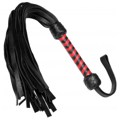 Masterful Pleasure: Strict Leather Bullhide Flogger Black - Model BHF-001 - Unisex - Sensational Impact Play - Red and Black - Adult Naughty Store