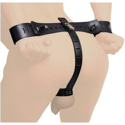 Introducing the MasterLock Wrist to Cock Locking Restraint - Model ML-1001: Ultimate Bondage and CBT Device for Him in Black - Adult Naughty Store