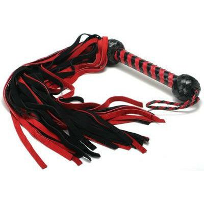 Strict Leather 30-Inch Suede Flogger - Model SLF-30 - Unisex BDSM Toy for Sensual Impact Play - Red and Black