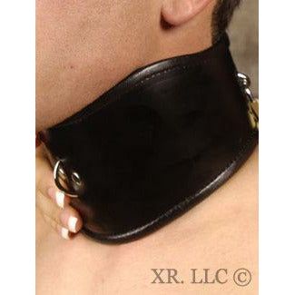 Luxury Leather Locking Posture Collar - Model X123, Unisex, Neck Restraining BDSM Collar for Enhanced Pleasure - Black