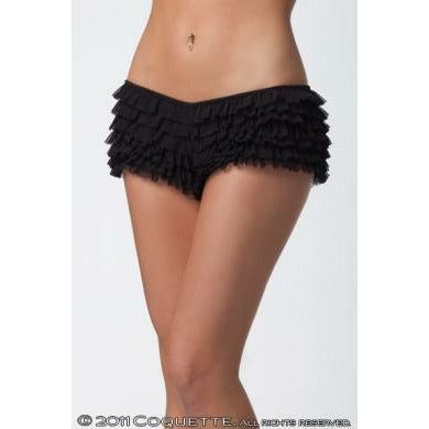 Coquette International Lingerie Women's Ruffle Shorts with Back Bow - Model RS-001 - Black - One Size