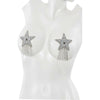 Coquette Lingerie Metallic Star Pasties with Chain Tassels - Model Starlet 2021 - Women's Intimate Pleasure Accessory - Silver Rhinestone - One Size - Adult Naughty Store