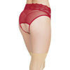 Coquette Lingerie Merlot Red Crotchless Panty with Attached Garter - Model CR-001 - Women's Intimate Seduction - One Size - Adult Naughty Store