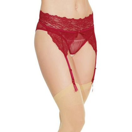 Coquette Lingerie Merlot Red Crotchless Panty with Attached Garter - Model CR-001 - Women's Intimate Seduction - One Size