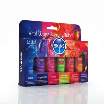 Creative Conceptions Skins Vital 6pk Lubricant Sampler - Model 12ml Tubes V6 - Unisex Intimate Pleasure Essentials - Sensational Assorted Flavours - Adult Naughty Store