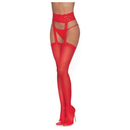 Dreamgirl Hosiery Red Sheer Garter Belt Pantyhose with Garters - Model W- Garters O/S (Size 2-14) - Women's Intimate Pleasure Lingerie - Adult Naughty Store