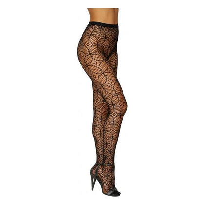 Dreamgirl Hosiery Geometric Design Pantyhose Black O/S Women's Naughty Role Play Lingerie Stockings Garters Size 2-14 - Adult Naughty Store