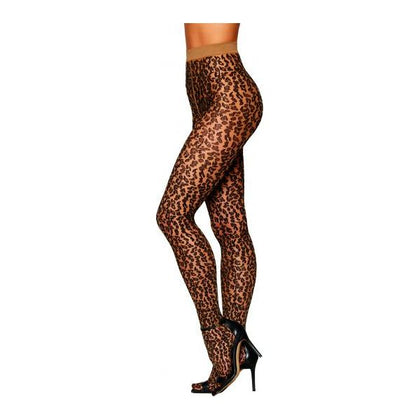 Dreamgirl Sheer Leopard Pantyhose - O/S, Knitted Two-Tone Leopard Pattern, Soft Waistband, One Size Fits Most (90-160 lbs), Boxed - Lingerie Clothing Stockings Pantyhose Garters -2024