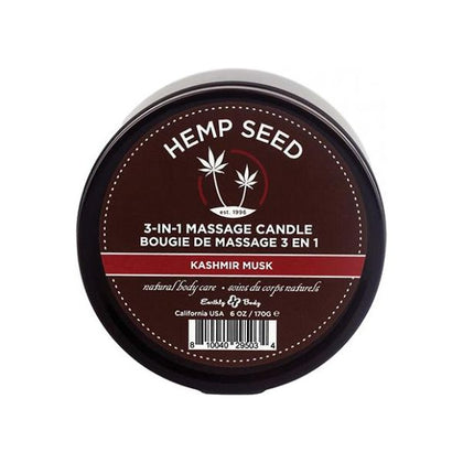 Earthly Body Hemp Seed 3-in-1 Candle Kashmir Musk 6oz - Sensual Massage Oil Candle for Relaxation and Moisturization - Adult Naughty Store