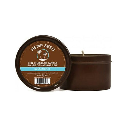 Earthly Body 3-In-1 Massage Candle Sunsational 6oz - Luxurious Aromatherapy Soy Oil Candle for Sensual Massages - Model: Sunsational - Gender: Unisex - Pleasure Zone: Full Body - Color: Natural
