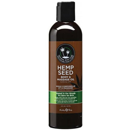 Earthly Body Naked In The Woods Massage Oil - 100% Natural Blend of Skin Oils for Professional Glide and Deep Conditioning - Hemp Seed, Almond, Grape Seed, Apricot, and Vitamin E - 8oz - Adult Naughty Store