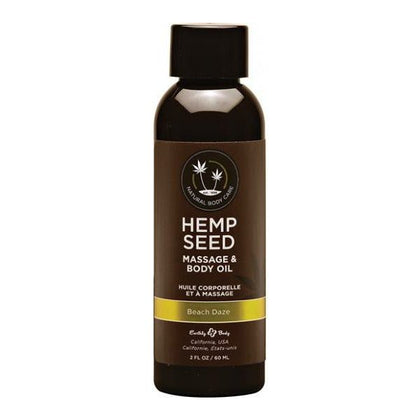 Earthly Body Hemp Seed Massage Oil Beach Daze - Tropical Coconut, Pineapple, and Jasmine Scented Massage Oil for a Blissful Hawaiian Escape - 2 fl oz - Adult Naughty Store