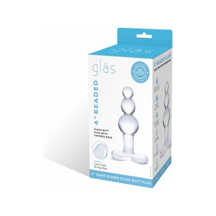 Glas 4-Inch Beaded Glass Butt Plug with Tapered Base - Model BPG-4 - Unisex Anal Pleasure - Clear
