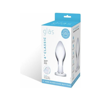 Glas 4-Inch Classic Glass Butt Plug - Model #4CGP-BP - Unisex Anal Pleasure - Clear