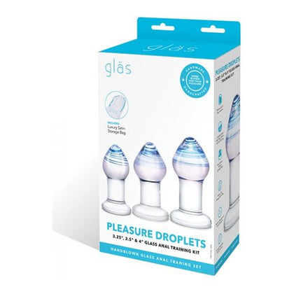 Glas Pleasure Droplets Anal Training Kit - Model 2023 - Unisex - Sensual Glass Butt Plugs - Graduated Sizes - Subtle Colors