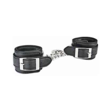 Lux Fetish Unisex Leatherette Cuffs - Heavy Duty BDSM Restraints - Model LC-500 - For Couples - Enhanced Sensation - Black - Adult Naughty Store