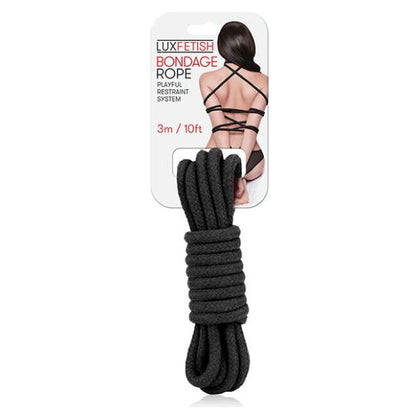 Lux Fetish Bondage Rope 3M Black - Premium Soft Cotton Rope for Sensual Shibari Kinbaku Bondage Restraints - Model 2023 - Unisex Pleasure - Black