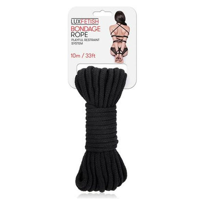 Lux Fetish Bondage Rope 10m Black - Versatile Soft Cotton Restraint for Couples, Shibari Kinbaku Knots and BDSM Play