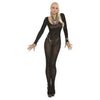 Elegant Moments Sheer Long Sleeve Bodystocking Black O-S - Sensual Allure for Intimate Nights