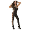 Vivace Opaque Body Stocking Black O-s: Seductive Deep V Cut Out Bodystocking for Women - Model VIV-BS-BLK-Os - Sensual Lingerie for Intimate Moments - One Size Fits All - Adult Naughty Store