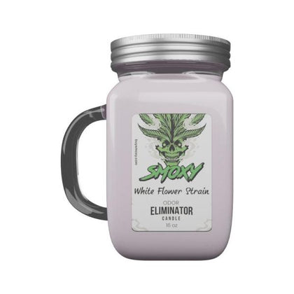 Empire Smoke Distributor Smoxy Candle White Flower Stain 13 Oz (net) - Elegant Odor Eliminator for a Tranquil Atmosphere