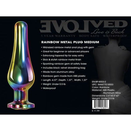 Evolved Novelties Rainbow Metal Plug Medium - Model EVM-001: Unisex Anal Pleasure in Stunning Rainbow Color - Adult Naughty Store