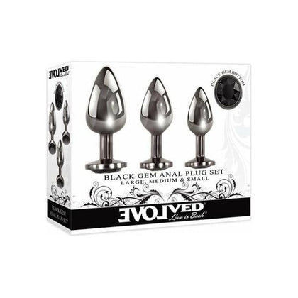 Evolved Gem Black Anal Plug Set - Versatile Pleasure Kit for Intense Backdoor Stimulation - Model #EG-APS-001 - Unisex - Sparkling Black - Adult Naughty Store