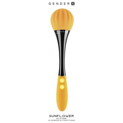 Evolved Novelties Gender X Sunflower Dual Motor Double Ended Vibrator - Intense Pleasure for All Genders - Textured Round Wand and Slim Oval Heads - Black and Gold - Adult Naughty Store