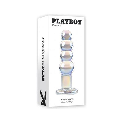 Evolved Novelties Playboy Jewel Beads Glass Butt Plug - Model PJB-2023 - Unisex Anal Pleasure Toy - Crystal Iridescent - Adult Naughty Store