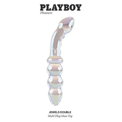 Evolved Novelties Playboy Jewel Double Multi Play Glass Sex Toy - Model JWD-2023 - Unisex Pleasure - G-Spot and P-Spot Stimulation - Rainbow Crystal Iridescent