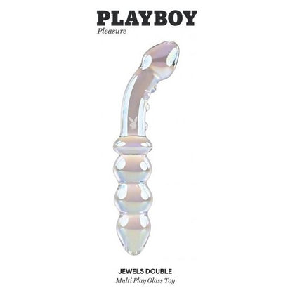 Evolved Novelties Playboy Jewel Double Multi Play Glass Sex Toy - Model JWD-2023 - Unisex Pleasure - G-Spot and P-Spot Stimulation - Rainbow Crystal Iridescent - Adult Naughty Store