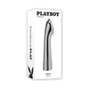 Presenting the Playboy Pleasure Swoon Metallic Vibrator Model 2023 for Ultimate Pleasure - Unisex G-Spot and Prostate Stimulator in Shiny Silver - Adult Naughty Store