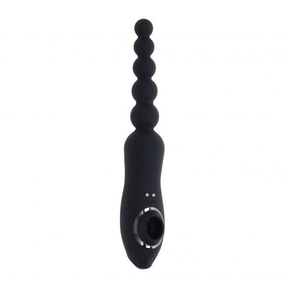 Playboy Let It Bead Dual-Ended Rechargeable Vibrating Anal Beads PB-RS-4684-2 - Unisex Clitoral Suction & Anal Stimulator in Black