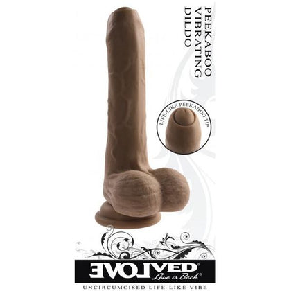 Evolved Peek A Boo Vibrating Dildo Dark Skin Tone - The Ultimate Uncircumcised Pleasure Experience - Adult Naughty Store