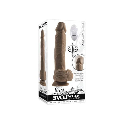 Evolved Novelties Full Monty Dark Skin Tone Realistic Vibrating Dildo - Model EV2023 - For Intense Pleasure in Deep, Dark Delights - Adult Naughty Store