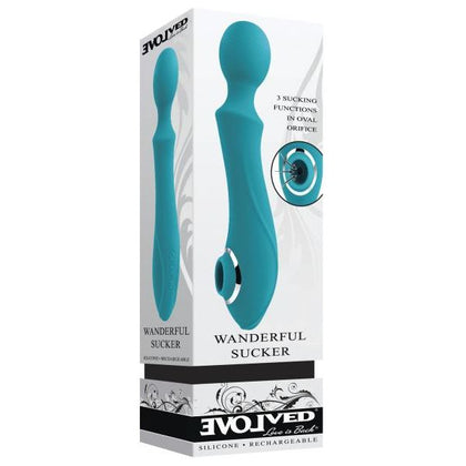 Evolved Wanderful Sucker Dual-Action Wand Massager - Model WND-2023 - For All Genders - Intense Vibrations and Satisfying Suction - Creamy Smooth Silicone - Chrome Detailing - Midnight Black