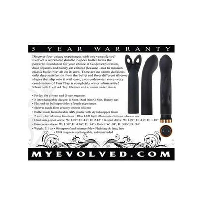 Evolved Novelties Four Play Vibrator Kit Black - Versatile Pleasure for G-Spot and Clitoral Stimulation - Adult Naughty Store