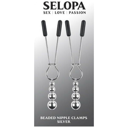 Evolved Novelties Selopa Beaded Nipple Clamps Silver - Sensual Weighted Pleasure for Women's Nipple Play - Adult Naughty Store