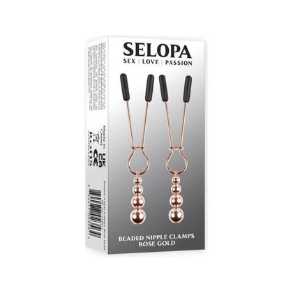 Evolved Novelties Selopa Beaded Nipple Clamps Rose Gold - Sensual Weighted Pleasure for Women - Adult Naughty Store