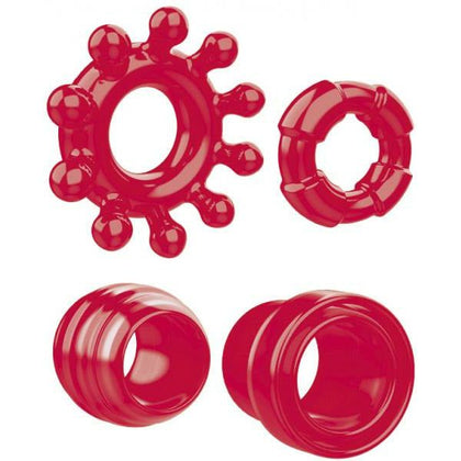 Zero Tolerance Toys Ring The Alarm Red Cock Ring Set 4 Pack - Enhance Pleasure and Intimacy for Couples
