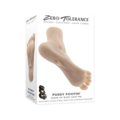 Evolved Novelties Zero Tolerance Pussy Footin Light Stroker Set 2023 for Men - Realistic Foot Masturbator & Vibrating Cock Ring in Black