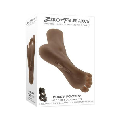 Zero Tolerance Pussy Footin Dark Stroker & Cock Ring Combo - ZT-001 Male Masturbator for Ultimate Foot Fetish Pleasure - Black