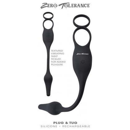 Zero Tolerance Silicone Vibrating Plug & Penis Ring Combo ZE-RS-3687-2 for Men, Perineum Pleasure, Black