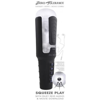 Zero Tolerance Squeeze Play W- Riley Reid - Powerful Sucking and Vibrating Stroker for Men - Model ZT-SP-RR2022 - Intense Pleasure in White